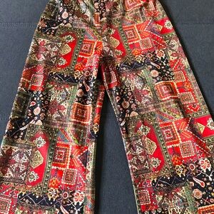 Vintage Handmade colorful Patterned Wide-Leg Pants.